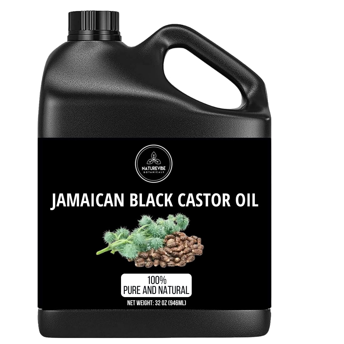 Naturevibe Botanicals Jamaican Black Castor Oil 32oz bottle ready for hair and skin care.