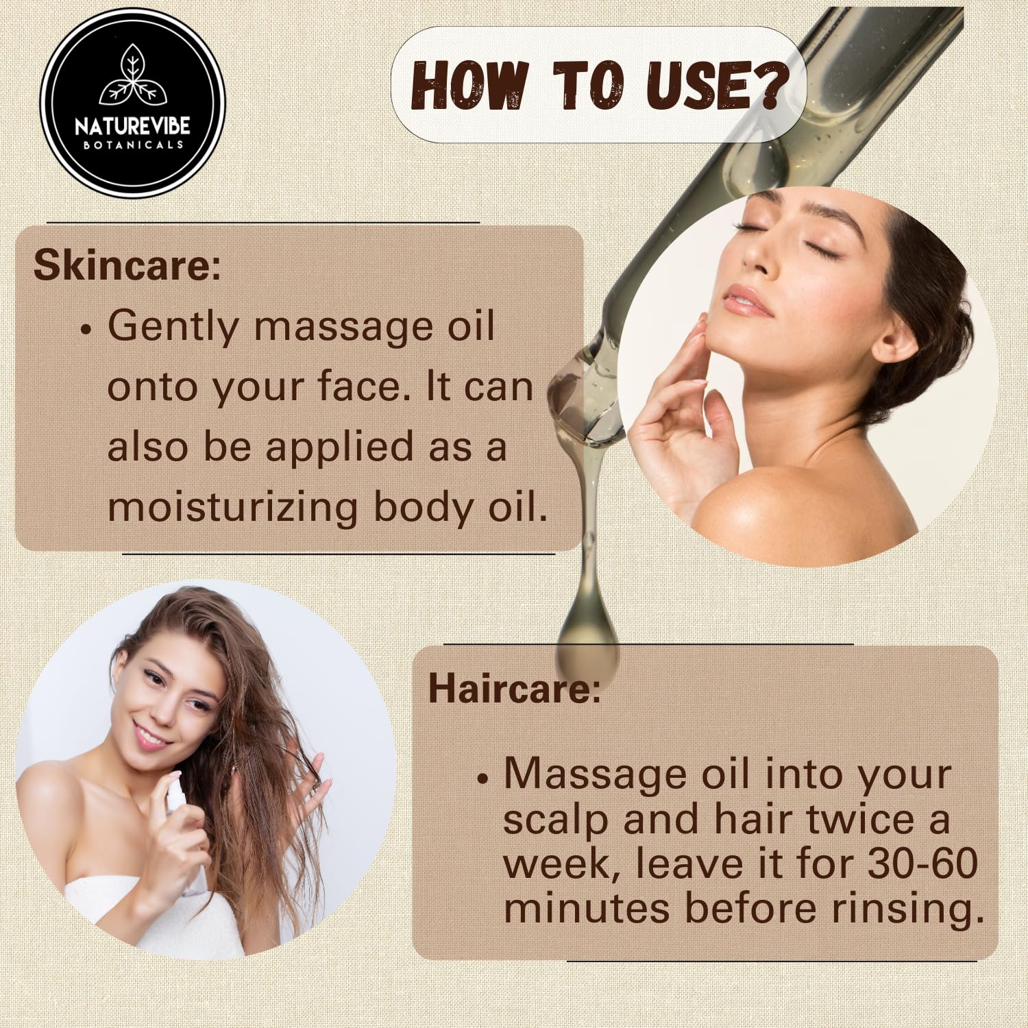 Naturevibe Botanicals oil for eyebrows and lashes for daily grooming.