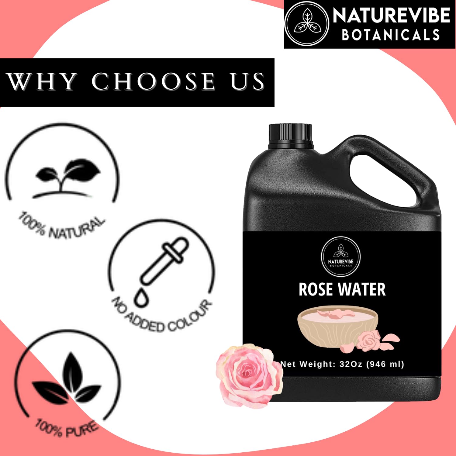 Naturevibe Botanicals rose water hair spray for light hydration.