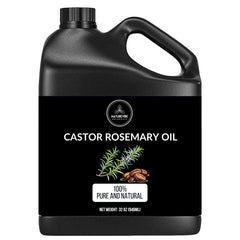 Naturevibe Botanicals Castor Rosemary Oil 32 oz jar for skin and hair care.