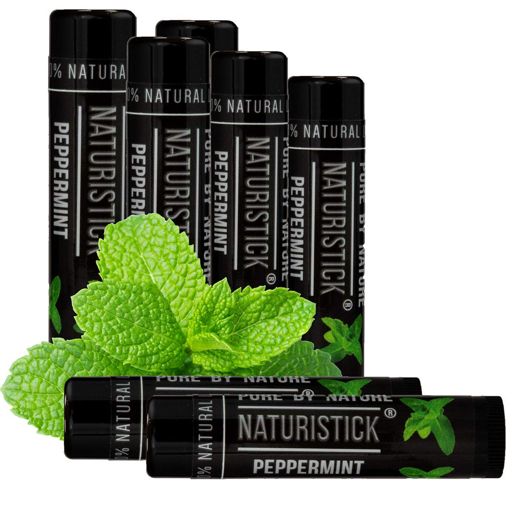 Naturistick 7-pack premium beeswax lip balm side view shows sleek packaging and travel-friendly design