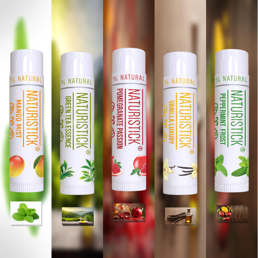 Naturistick lip balm tubes close-up highlighting silky hydration