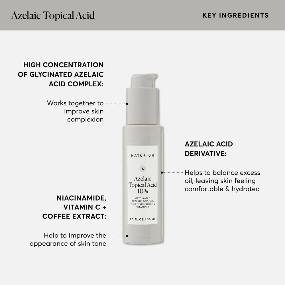 Naturium Azelaic Topical Acid 10% packaging box conveys clean, vegan, dermatologist-tested branding