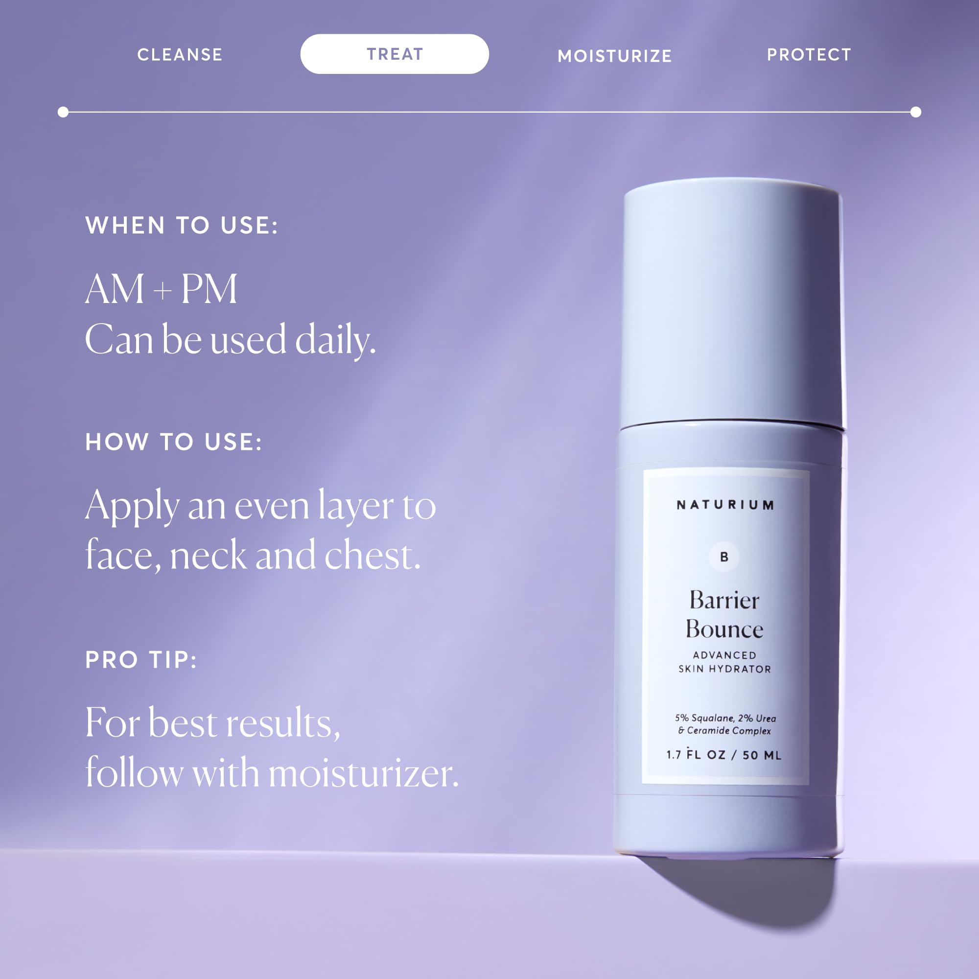 Naturium Barrier Bounce Serum escena ritual nocturno, cuidado nocturno de la barrera cutánea.