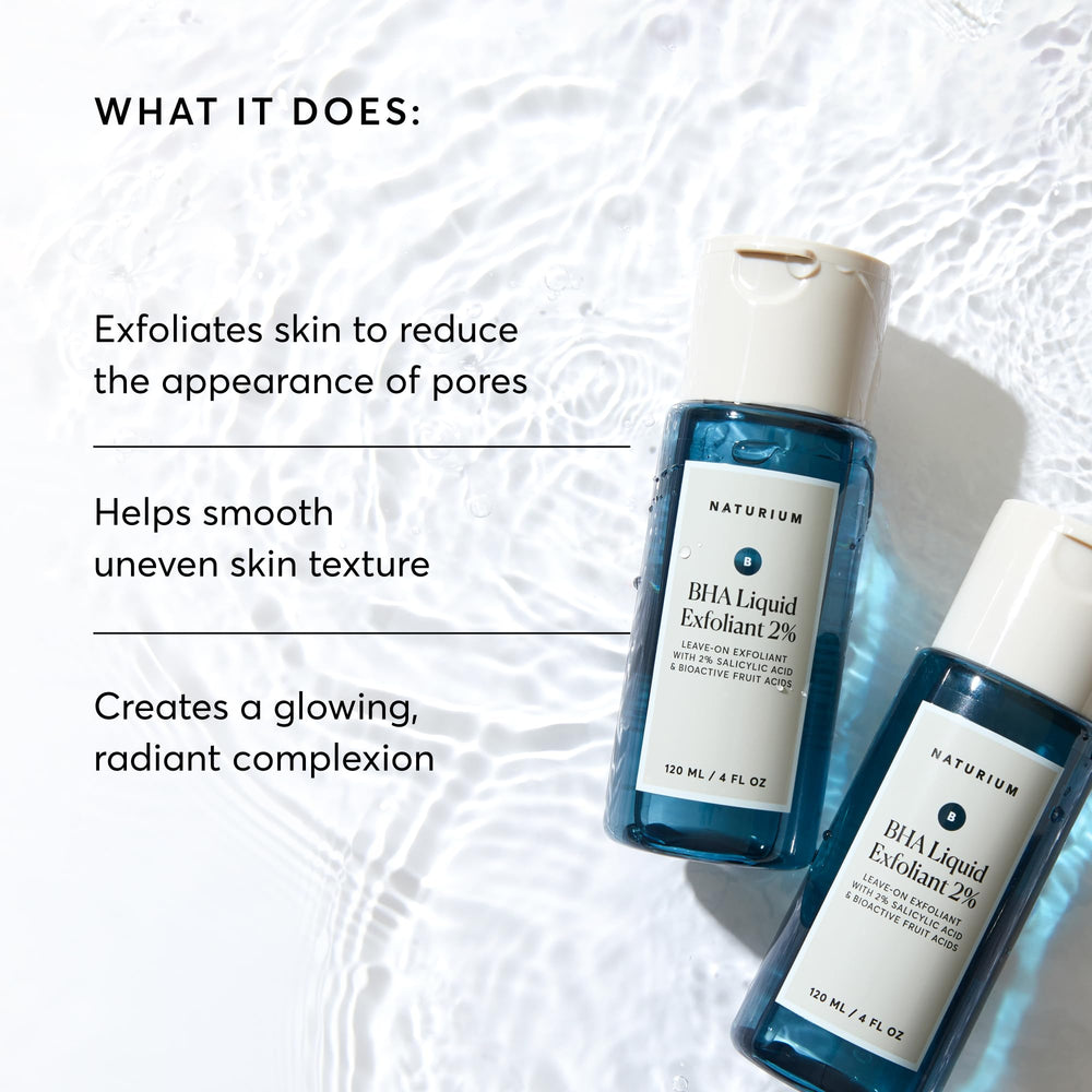 Naturium BHA Liquid Exfoliant facial-application demonstrates leave-on care for nights.