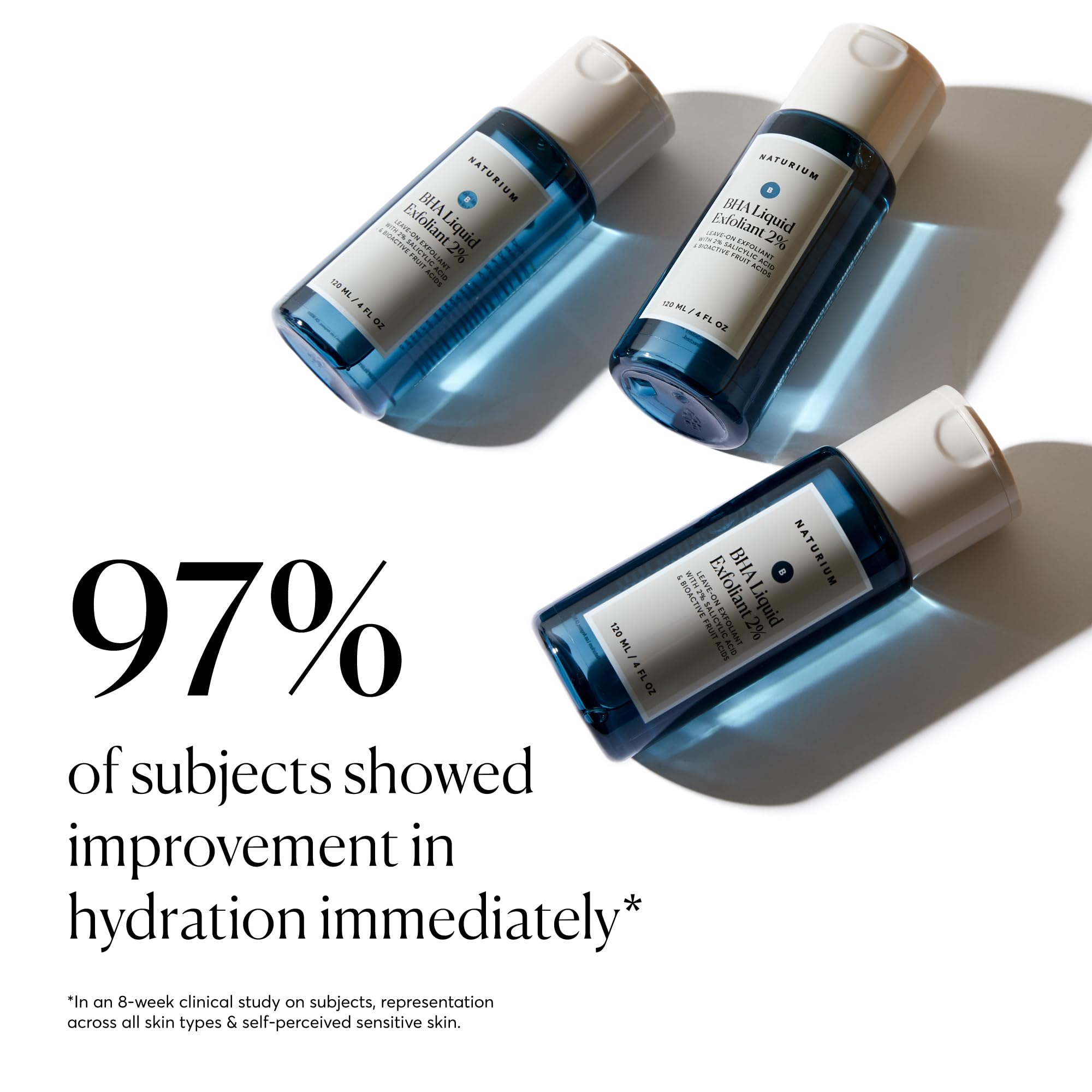 Naturium BHA Liquid Exfoliant glass bottle under label emphasizes cosmetic science credibility.