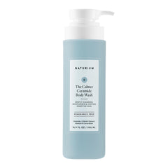 Naturium gel calmante con ceramidas, textura cremosa para piel sensible.