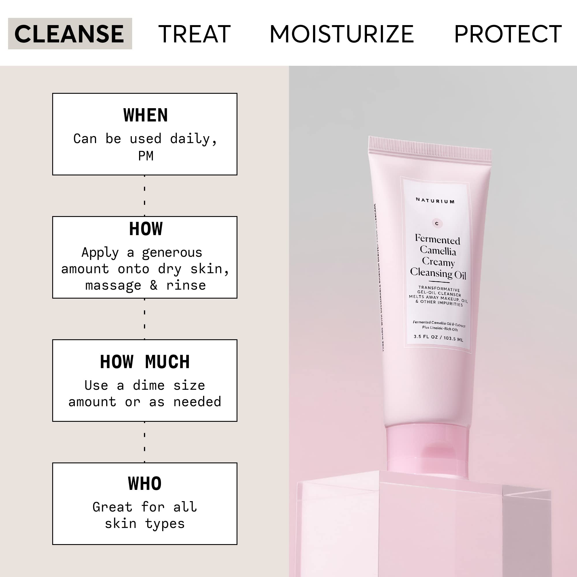 Naturium Camellia, textura gel-aceite que se transforma al contacto con agua.