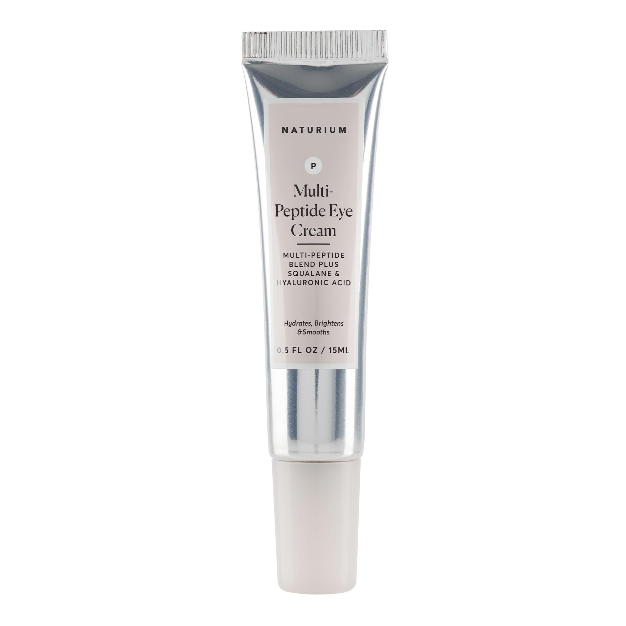 Naturium crema ojos multi peptidos, envase 0.5oz, ideal para uso diario.