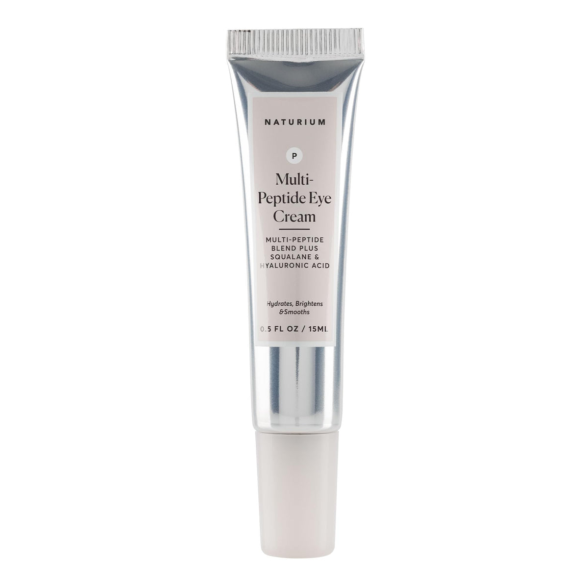 Naturium crema ojos multi peptidos, envase 0.5oz, ideal para uso diario.