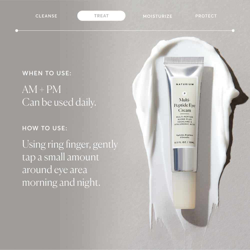 Naturium crema ojos multi peptidos, reduce visibilidad de círculos oscuros de forma suave.