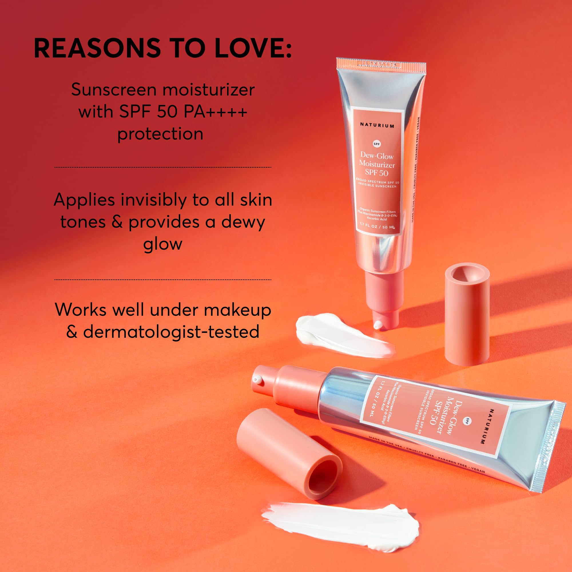 Applying Naturium Dew-Glow SPF50 under makeup for a smooth base