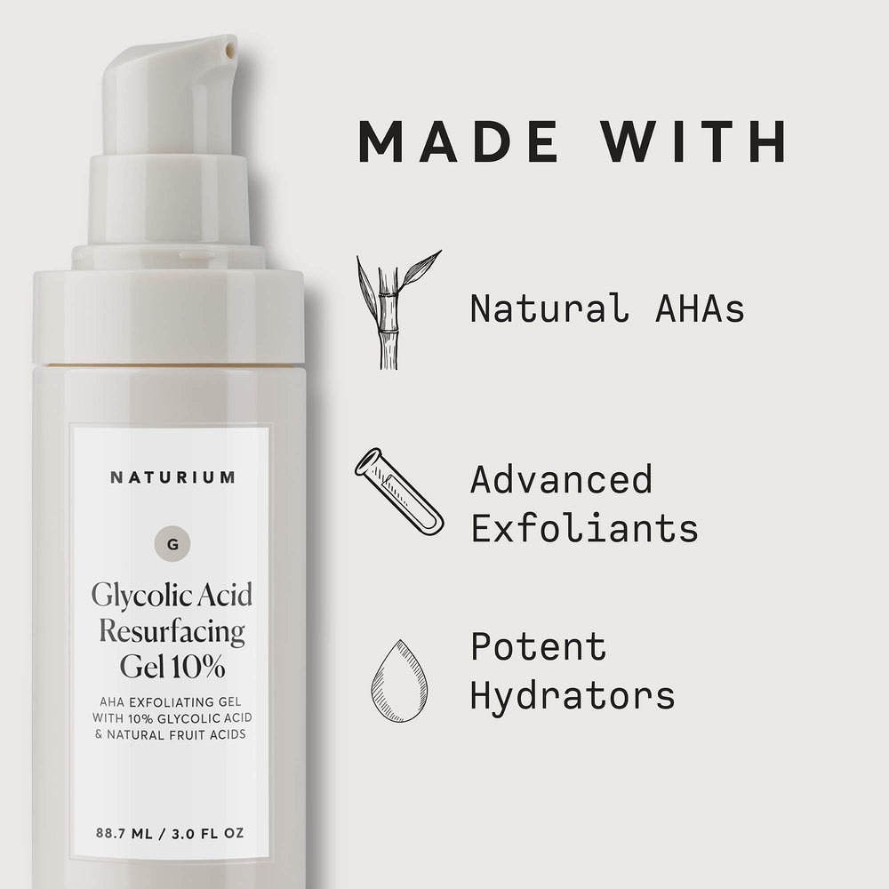 Naturium gel exfoliante 10% aplicación suave sin irritación.