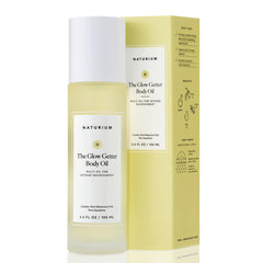 Naturium Glow Getter Body Oil bottle close-up showing rich hydration