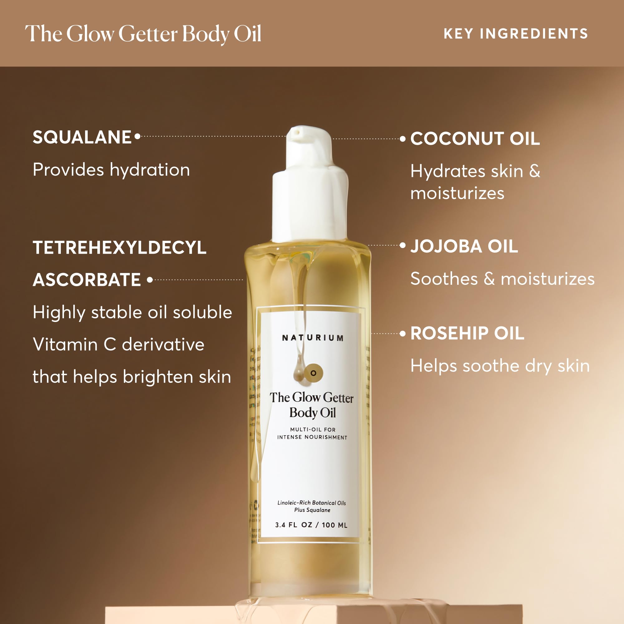 Naturium Glow Getter Body Oil applied to forearm for even coverage and absorption