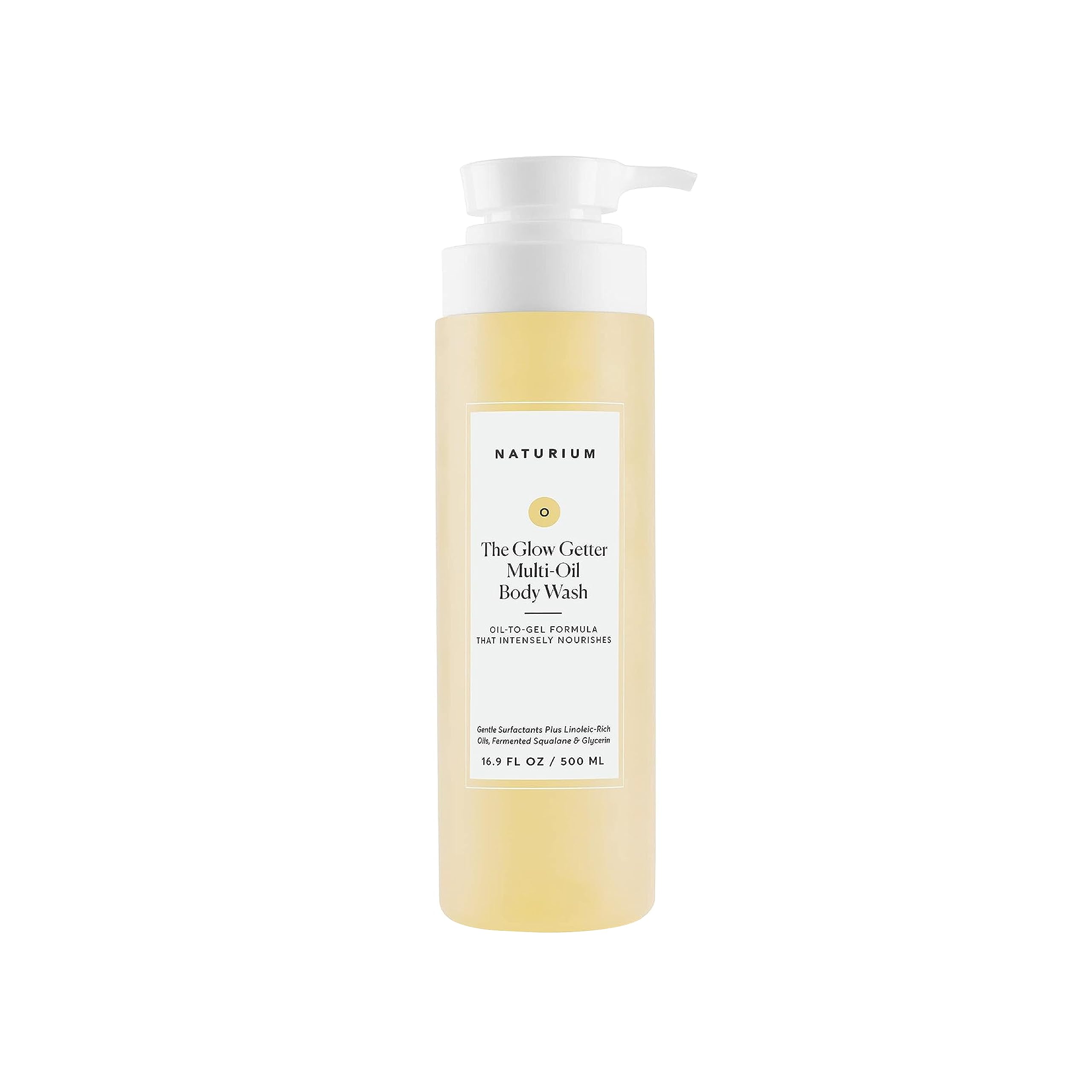 Naturium Glow Getter: botella-ducha-aceite, limpieza suave e hidratación para la piel.