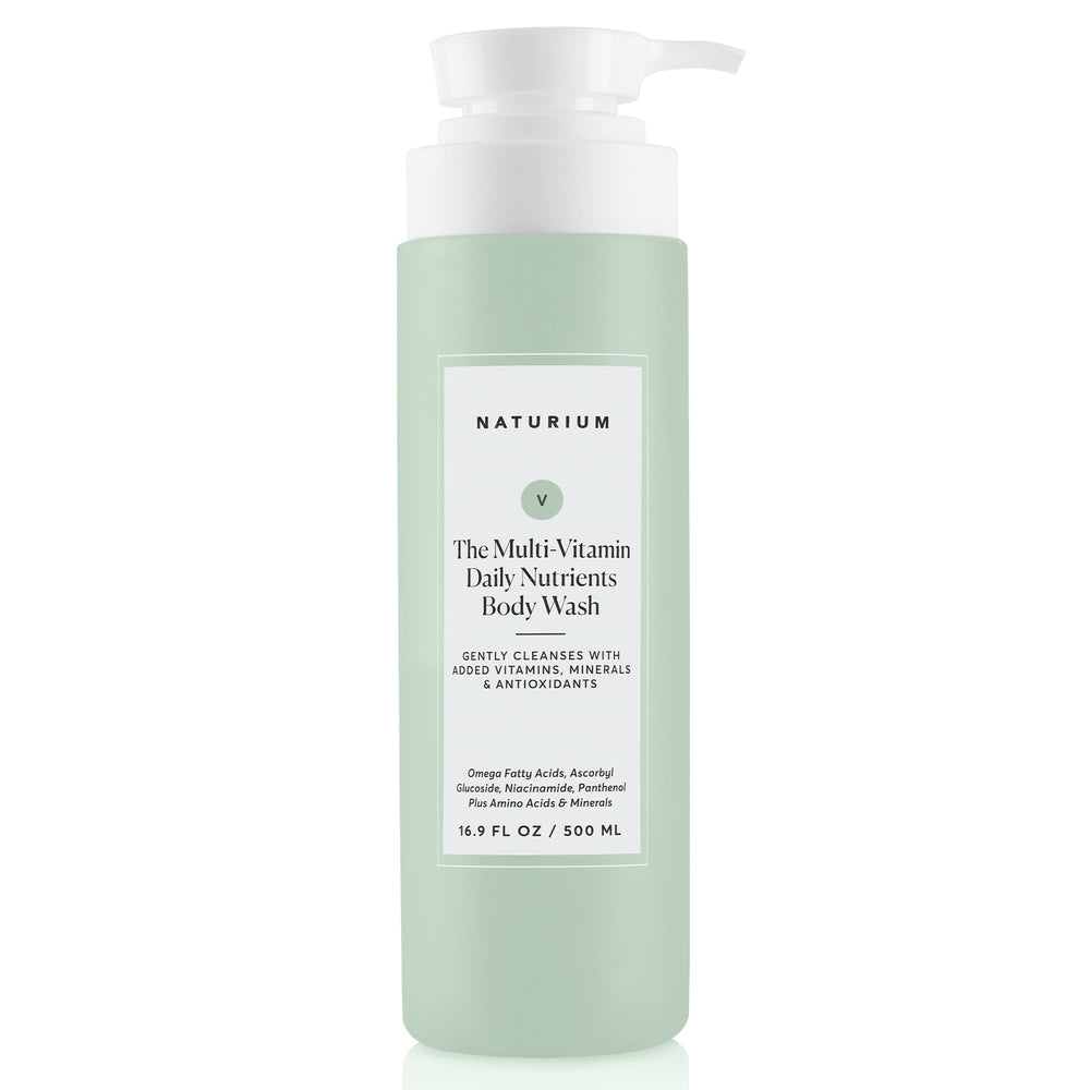 Naturium jabon corporal multi vitaminas en botella para limpieza diaria suave