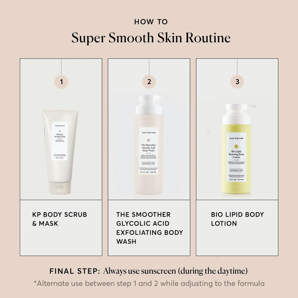 Naturium KP body scrub used as a mask for deeper exfoliation.