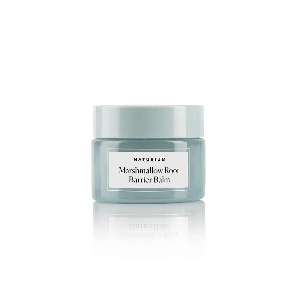 Naturium Marshmallow Root Barrier Balm jar shows rich hydration for dry skin