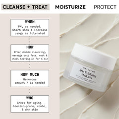 Naturium Mascarilla Exfoliante AHA-10, textura cremosa facilita la aplicación nocturna.