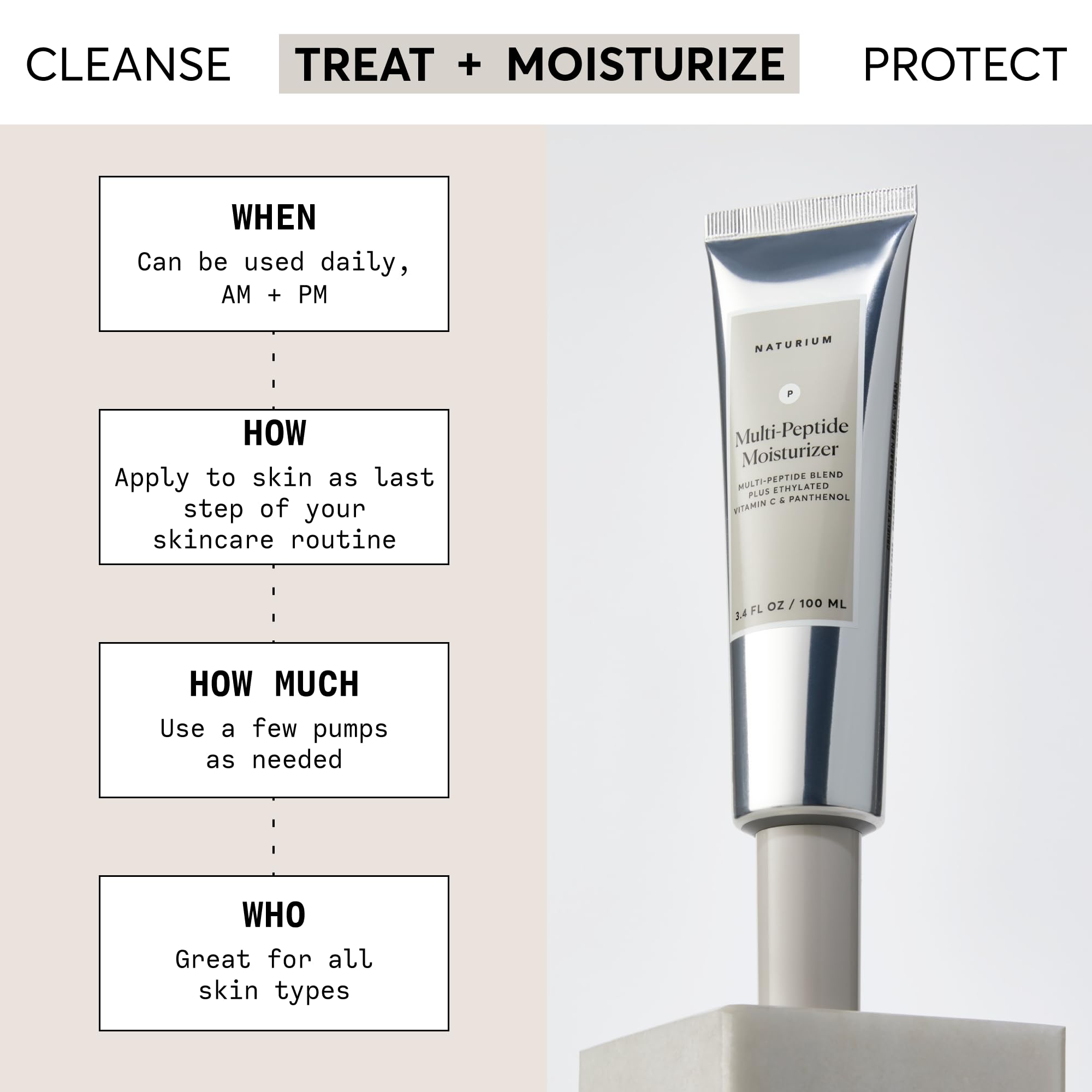 Naturium moisturizer cream texture swirl demonstrates creamy mid-weight formula for smooth, makeup-ready skin.