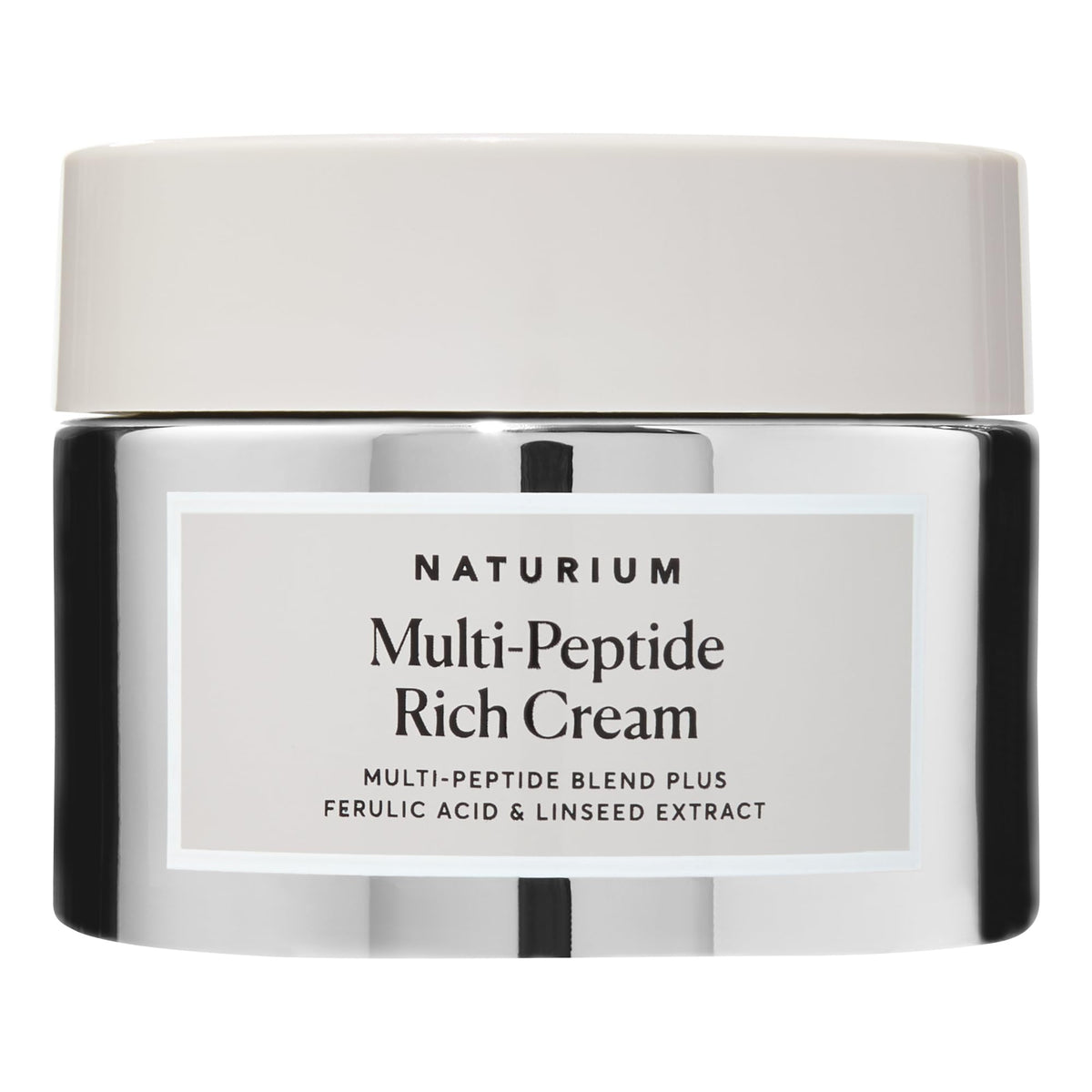 Naturium Multi-Peptide Rich Cream packaging highlights a vegan, cruelty-free formula.