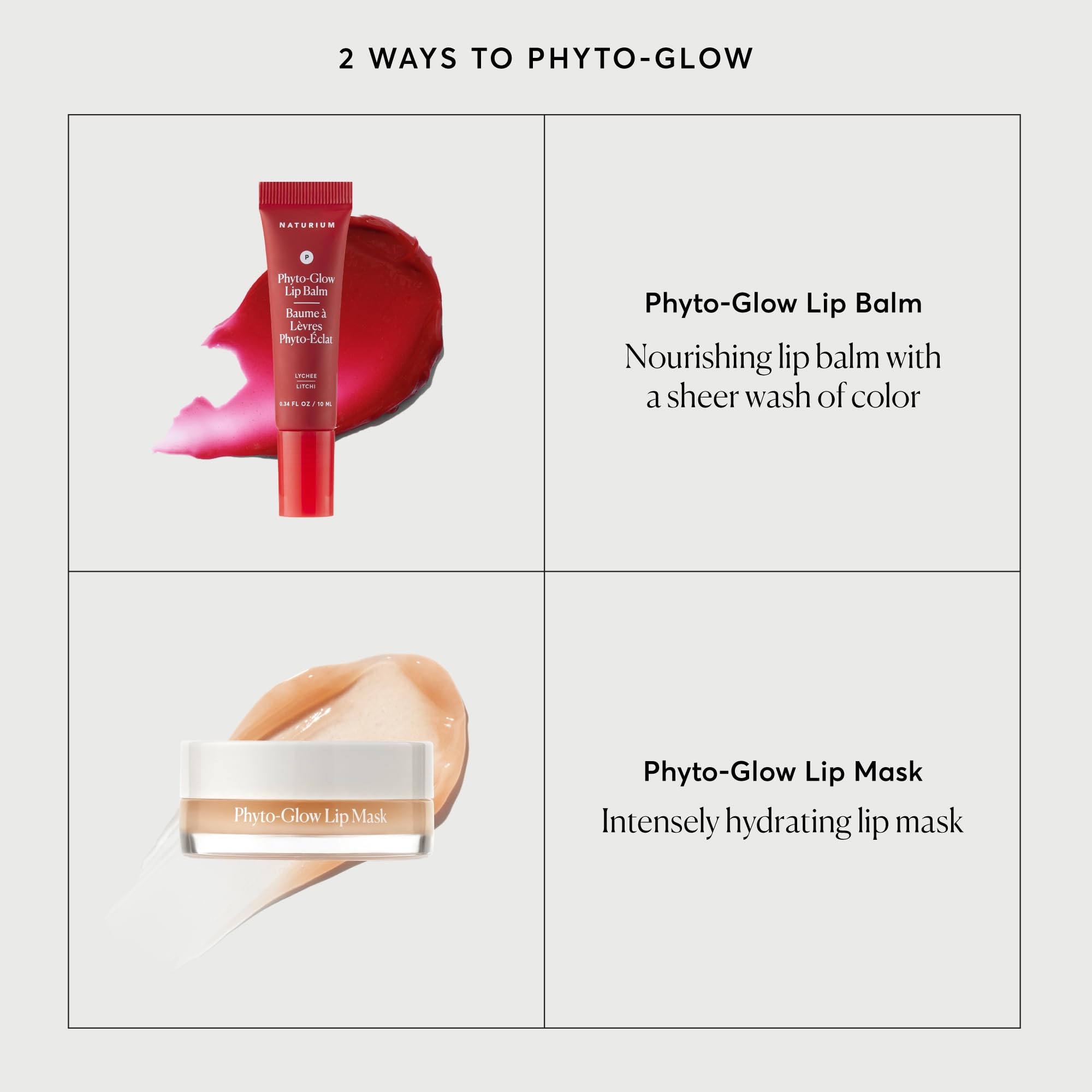Uso diario del bálsamo labial Phyto-Glow para mantener labios nutridos.