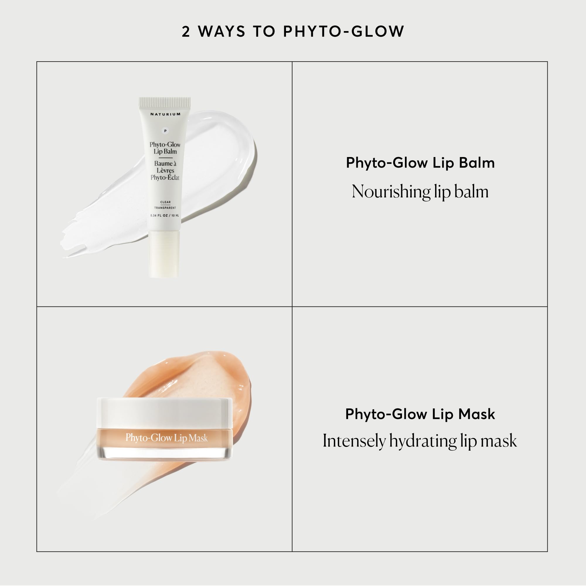 Naturium Phyto-Glow Lip Balm, hidratación suave durante la noche para labios renovados.