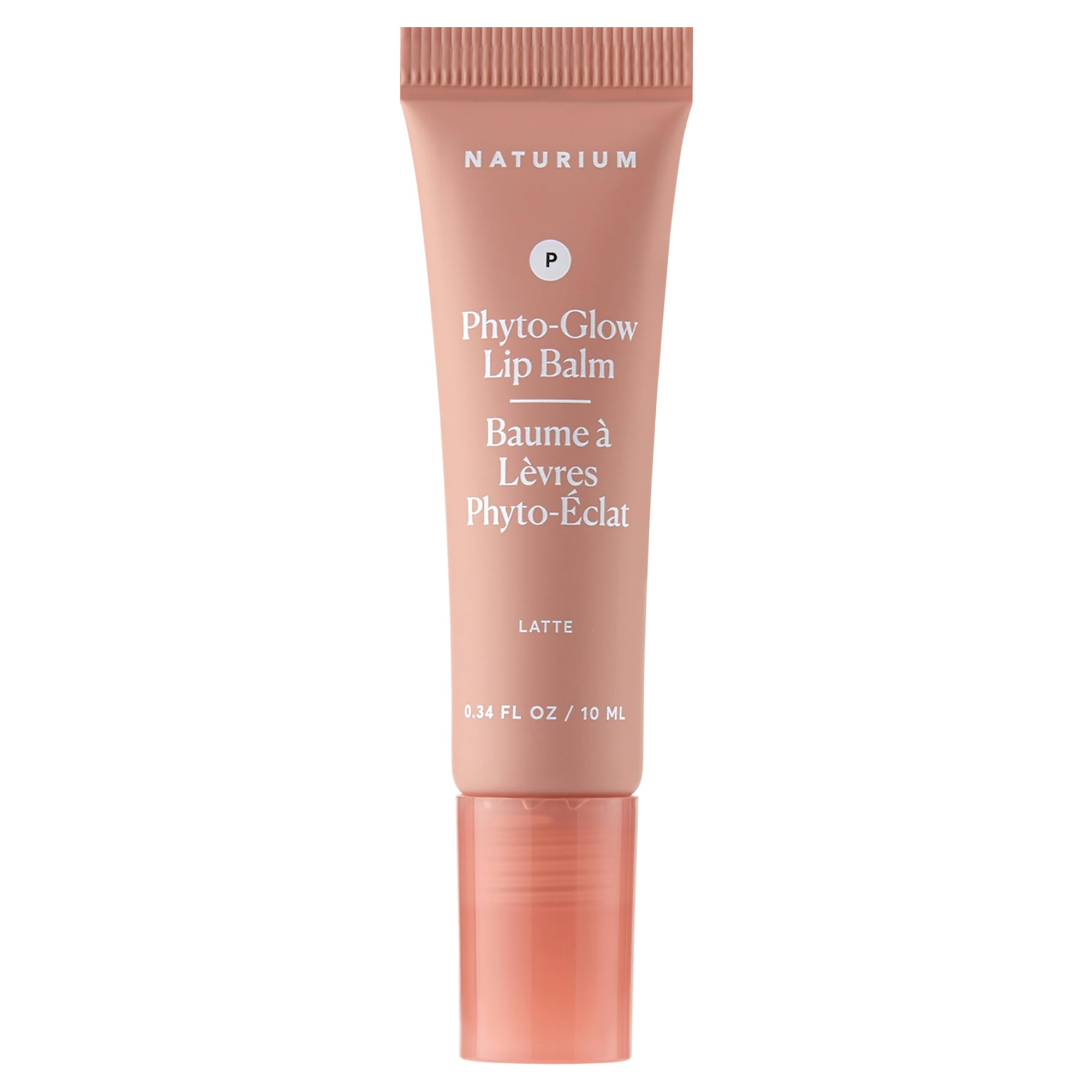 Naturium Phyto-Glow Lip Balm Latte tube highlights hydrating formula in a sleek design.