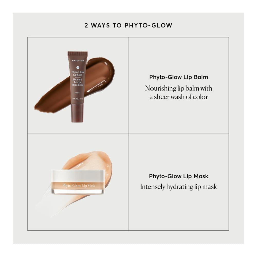 Naturium Phyto-Glow Lip Balm packaging shown for daily portable care.