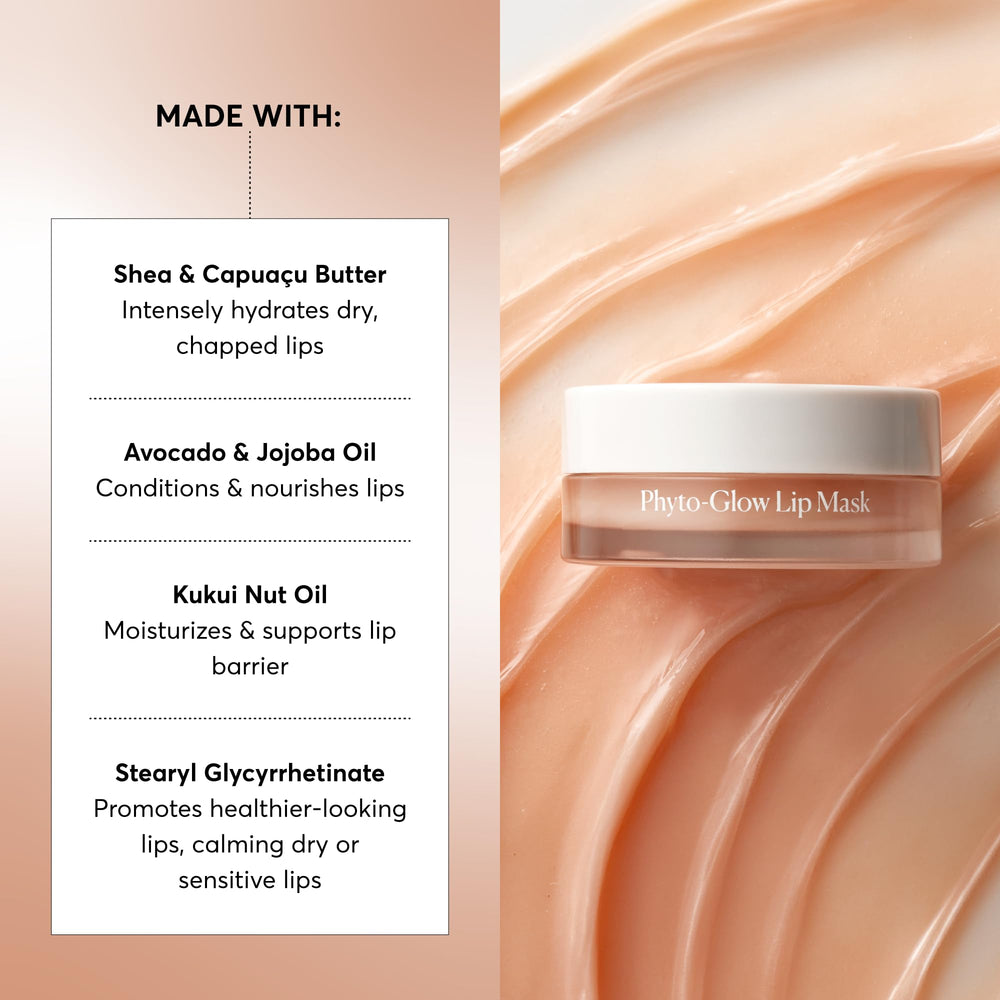 Ingredientes clave manteca de karité, aceite de aguacate y jojoba en Naturium Phyto-Glow Lip Mask.