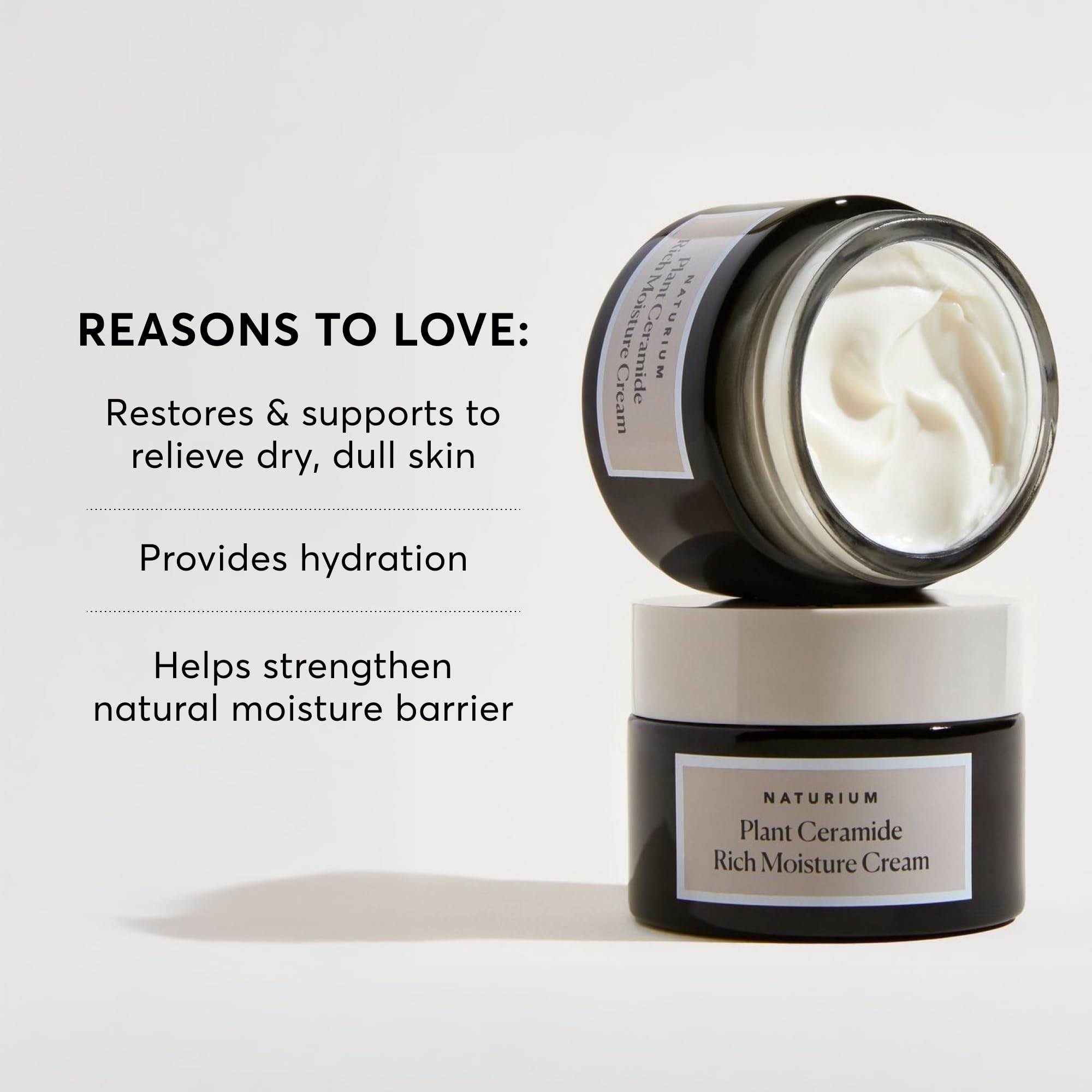 Naturium Plant Ceramide Rich Moisture Cream on skin for improved softness and barrier support.