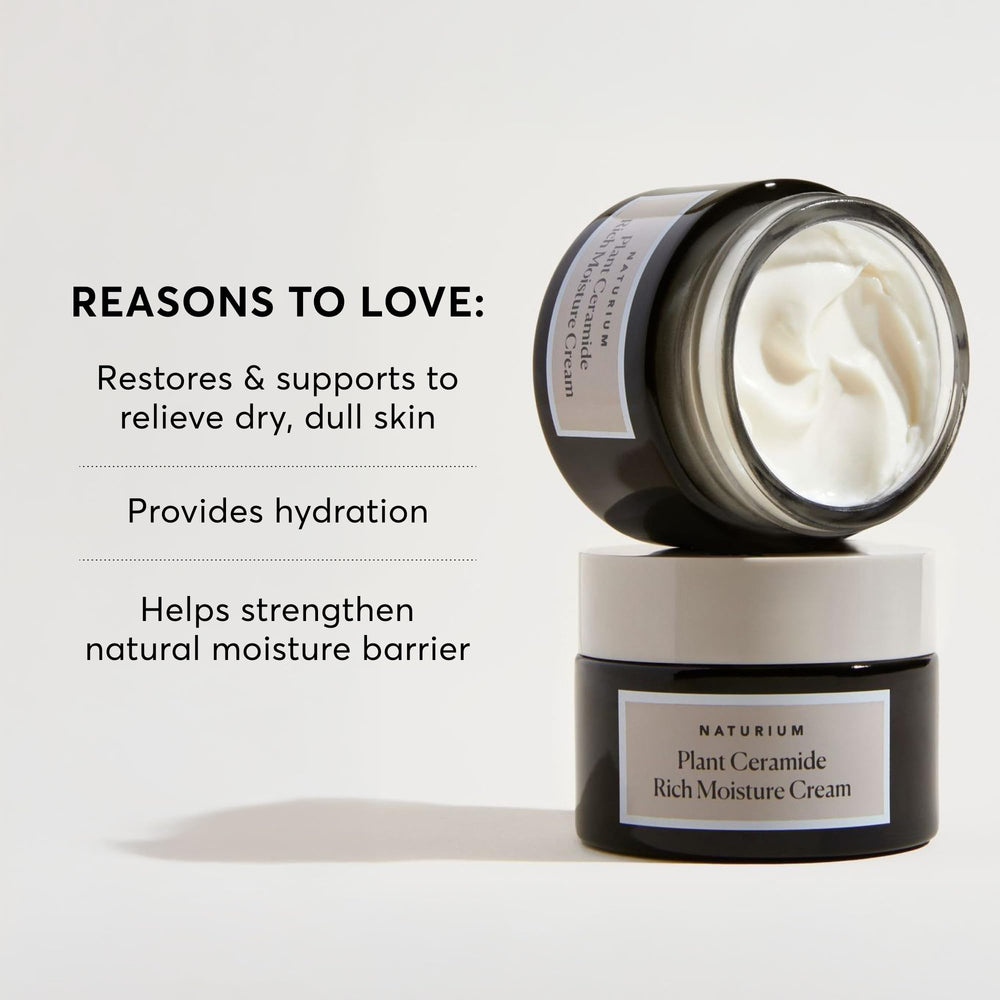 Naturium Plant Ceramide Rich Moisture Cream on skin for improved softness and barrier support.