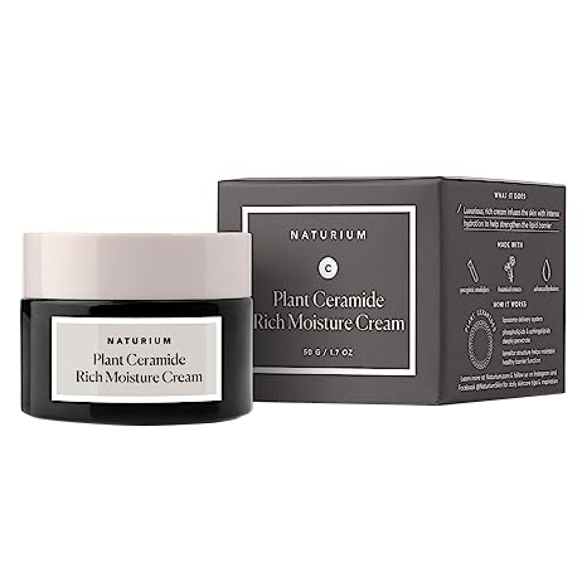 Naturium Plant Ceramide Rich Moisture Cream jar closeup for deep hydration.