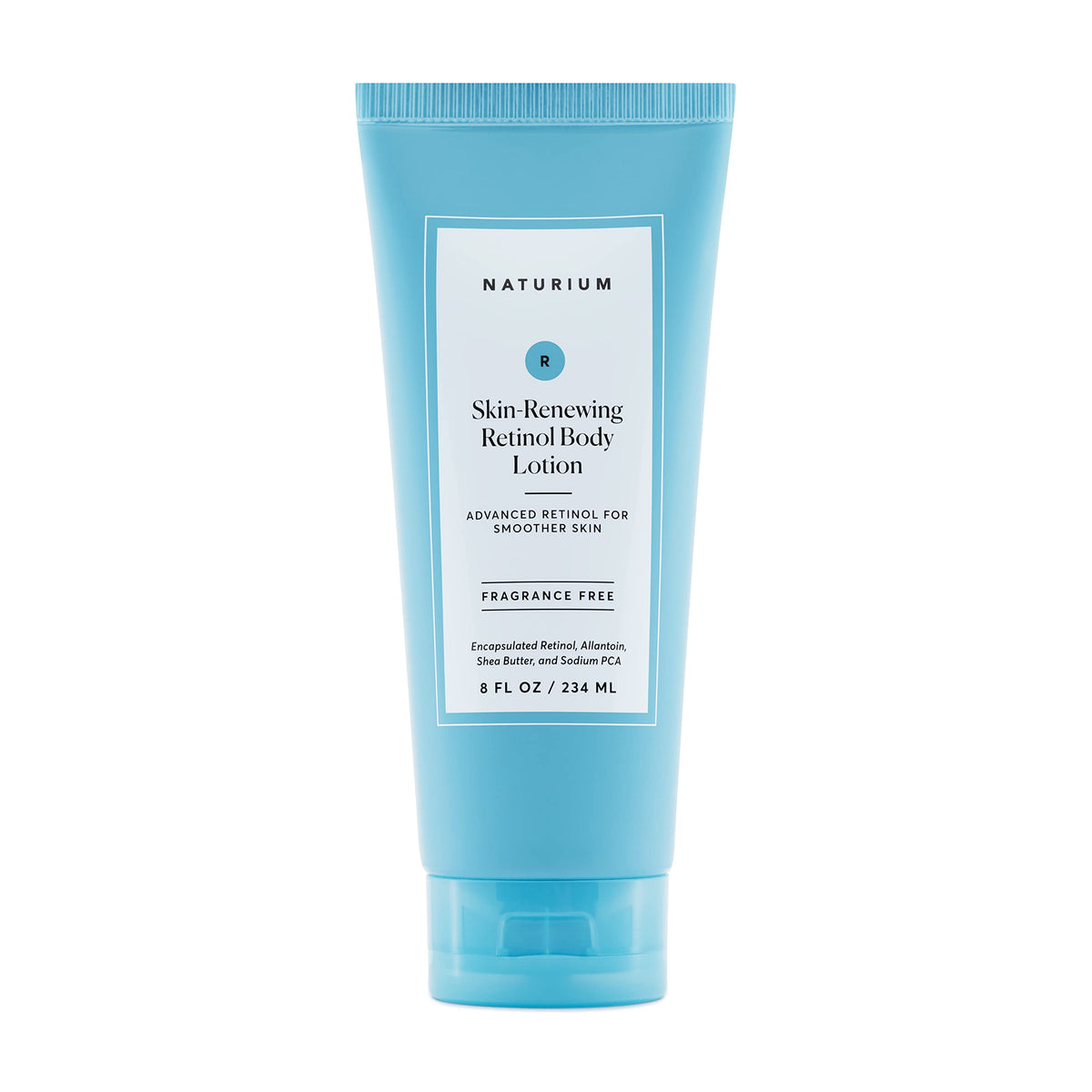 Naturium Retinol Body Lotion bottle shown for daily firming care.