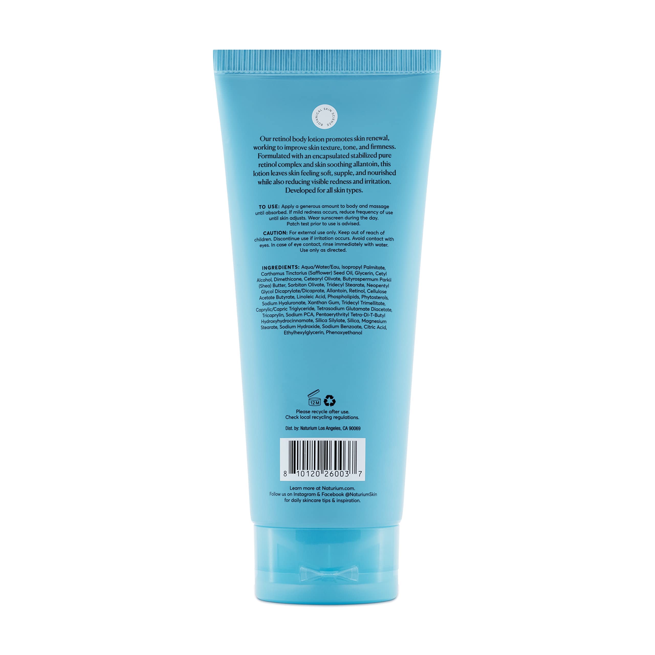Naturium Retinol Body Lotion beside skincare setup signals daily routine use.