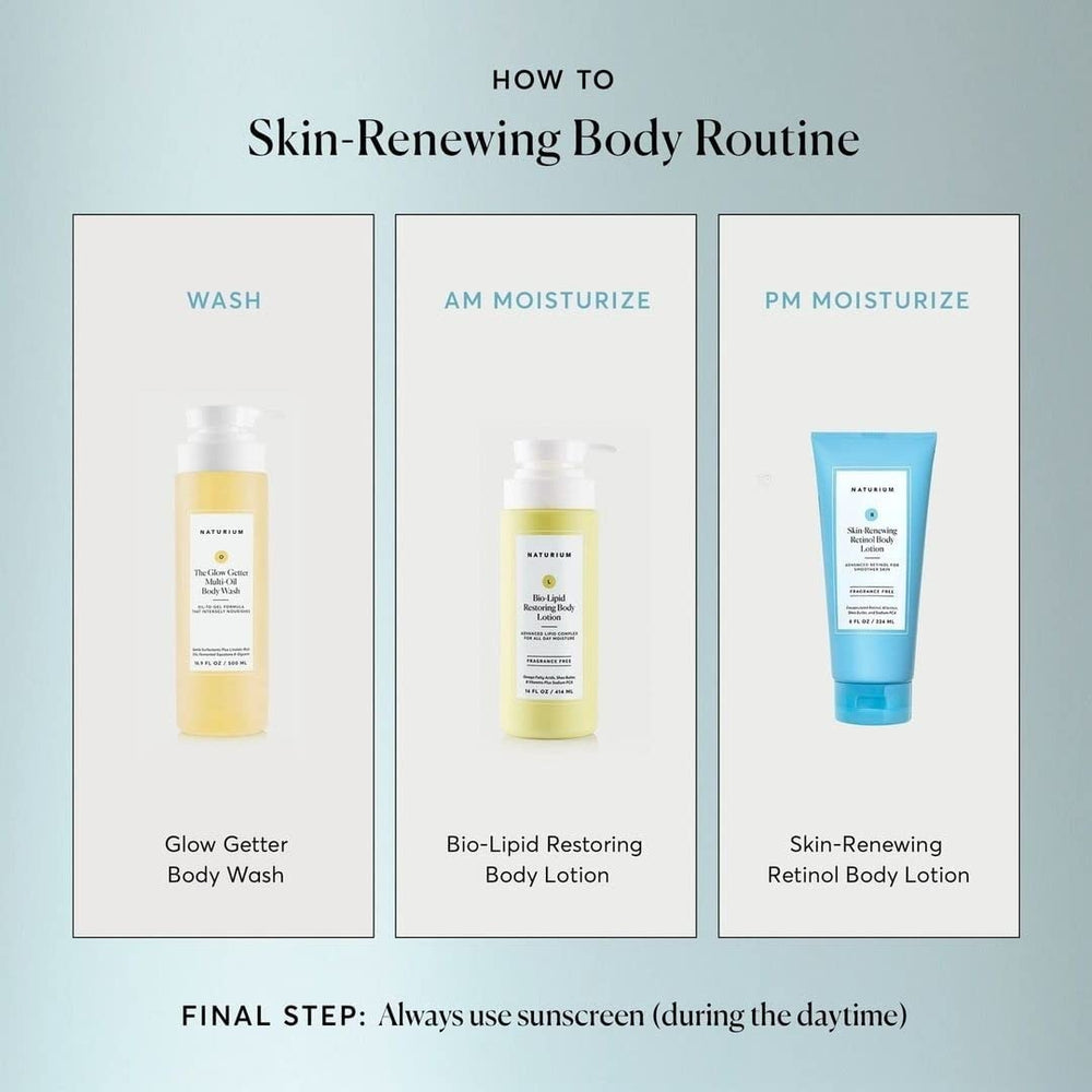 Naturium Retinol Body Lotion label close-up shows allantoin and shea butter.