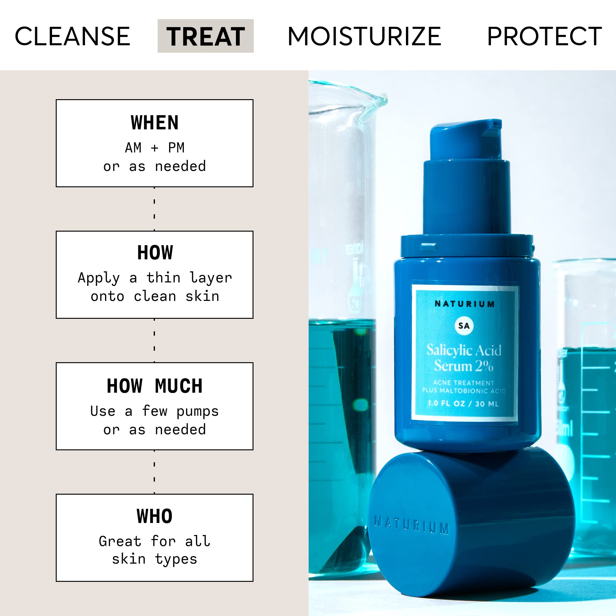 Aplicación suave de Naturium Serum para piel sensible y zonas afectadas.