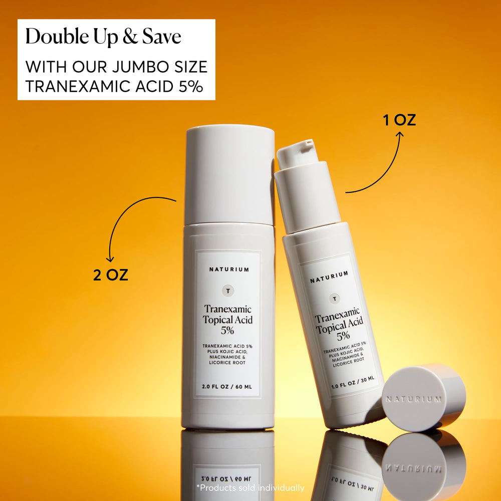 Naturium Tranexamic serum ingredients kojic niacinamide licorice visible on label.