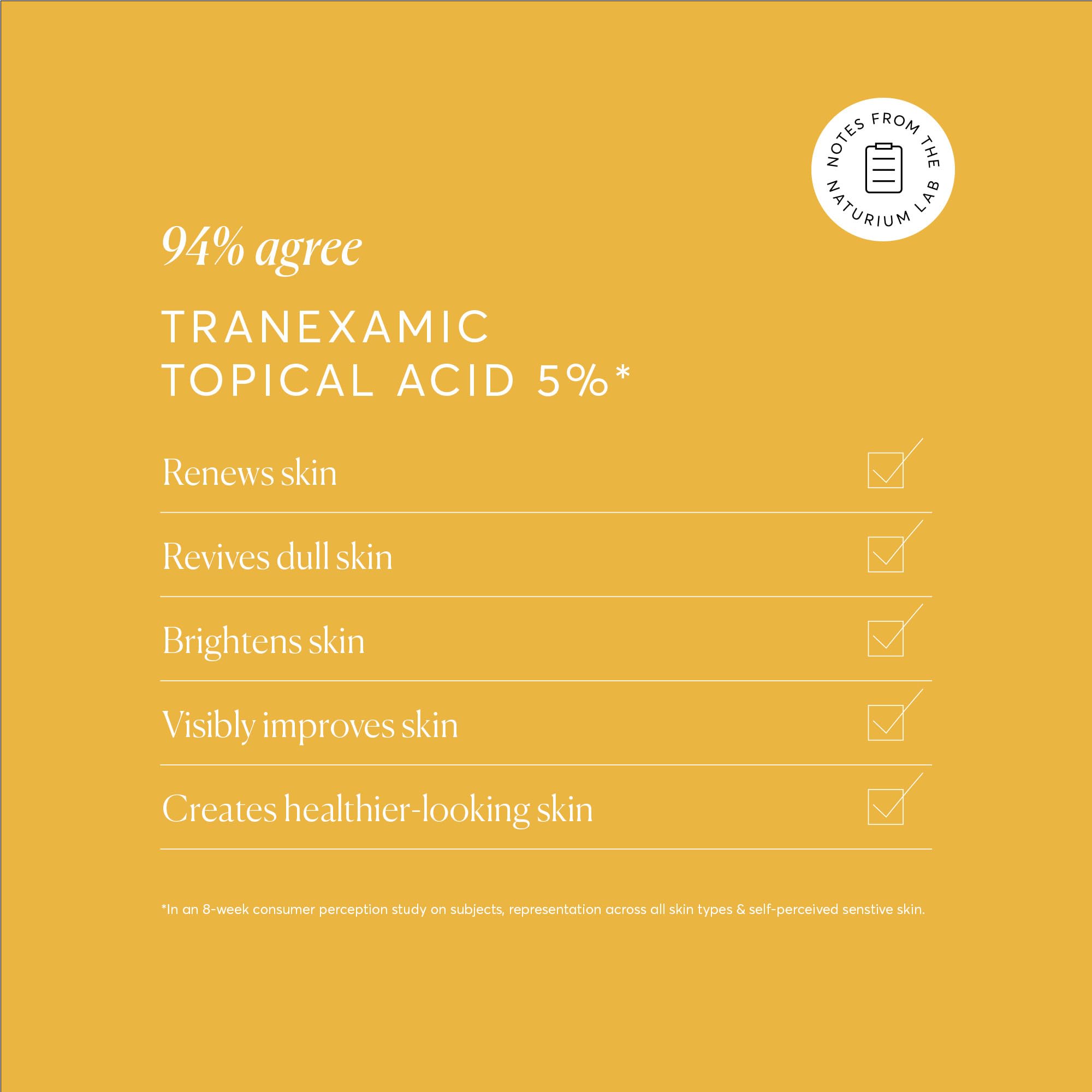 Naturium Tranexamic serum swatch on skin shows tone-adjusting potential.