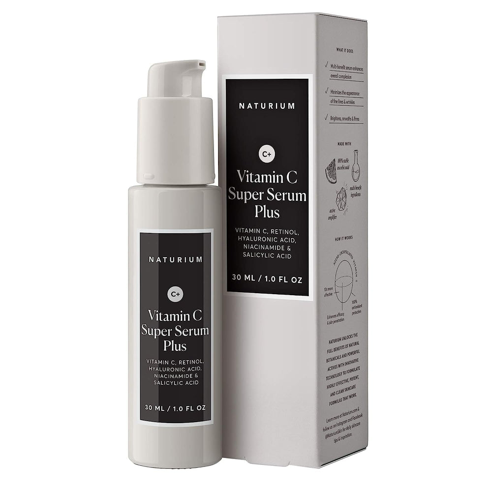 Naturium Vitamin C Super Serum Plus bottle pour enables easy daily dosing.