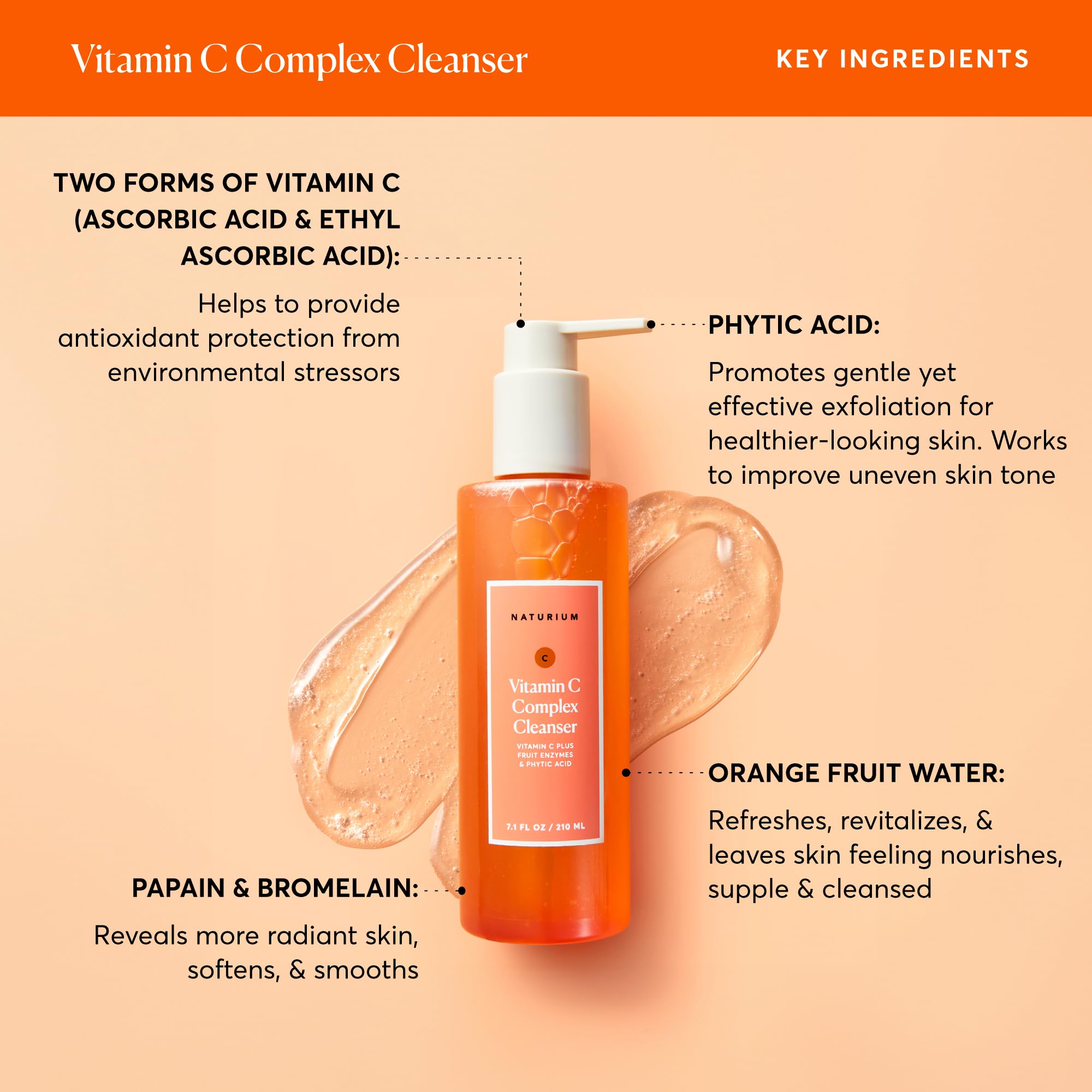 Naturium Vitamina C Complex, enzimas-frutas: exfoliación delicada con papaina y bromelina
