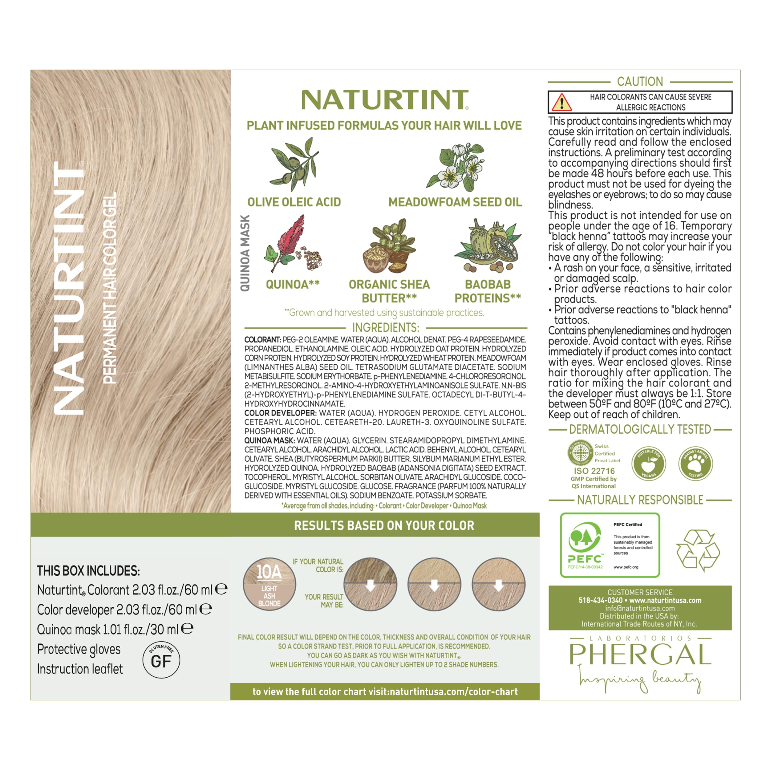 Naturtint 10A strand color test on hair sample.