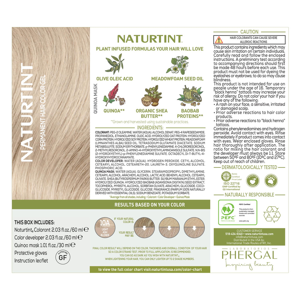 Naturtint 10A strand color test on hair sample.