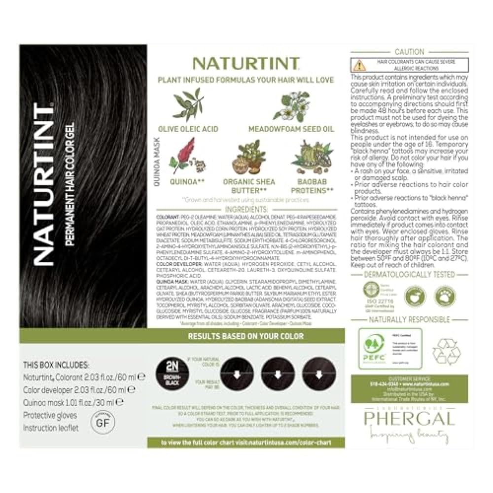 Naturtint 2N Brown Black applied result reveals rich, natural shade.