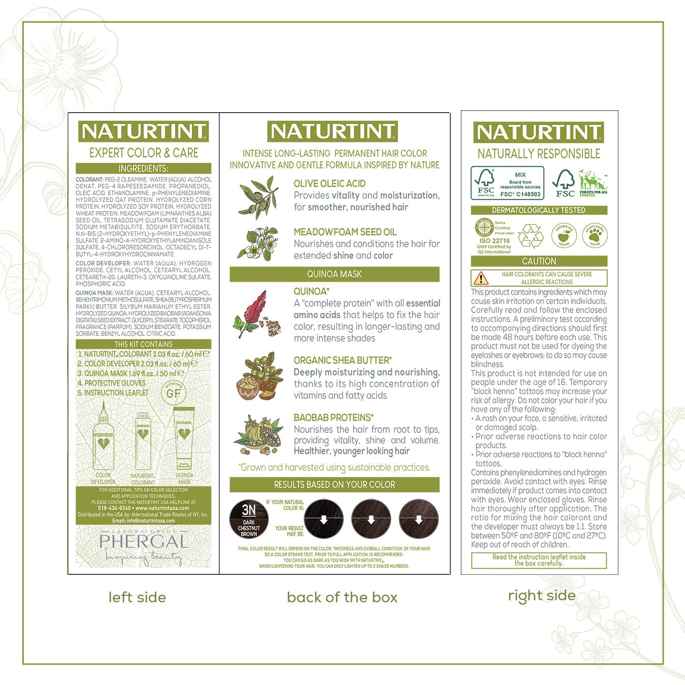 Naturtint 3N Dark Chestnut kit demonstrates a gentle, no-ammonia coloring experience.