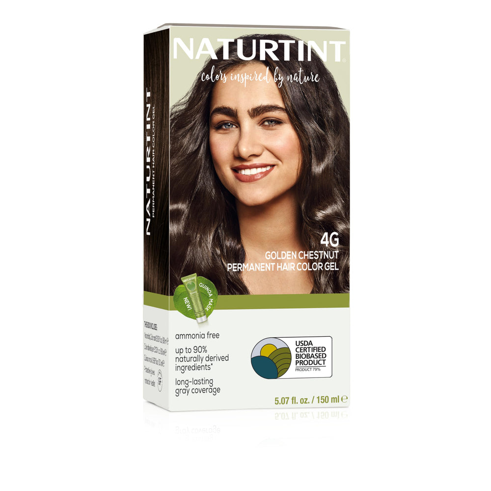 Naturtint 4G Golden Chestnut bottle shows ammonia-free formula for at-home color