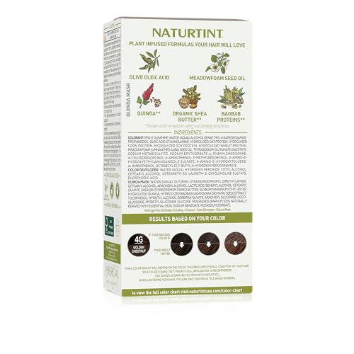 Naturtint 4G Golden Chestnut packaging box highlights vegan and cruelty-free color options