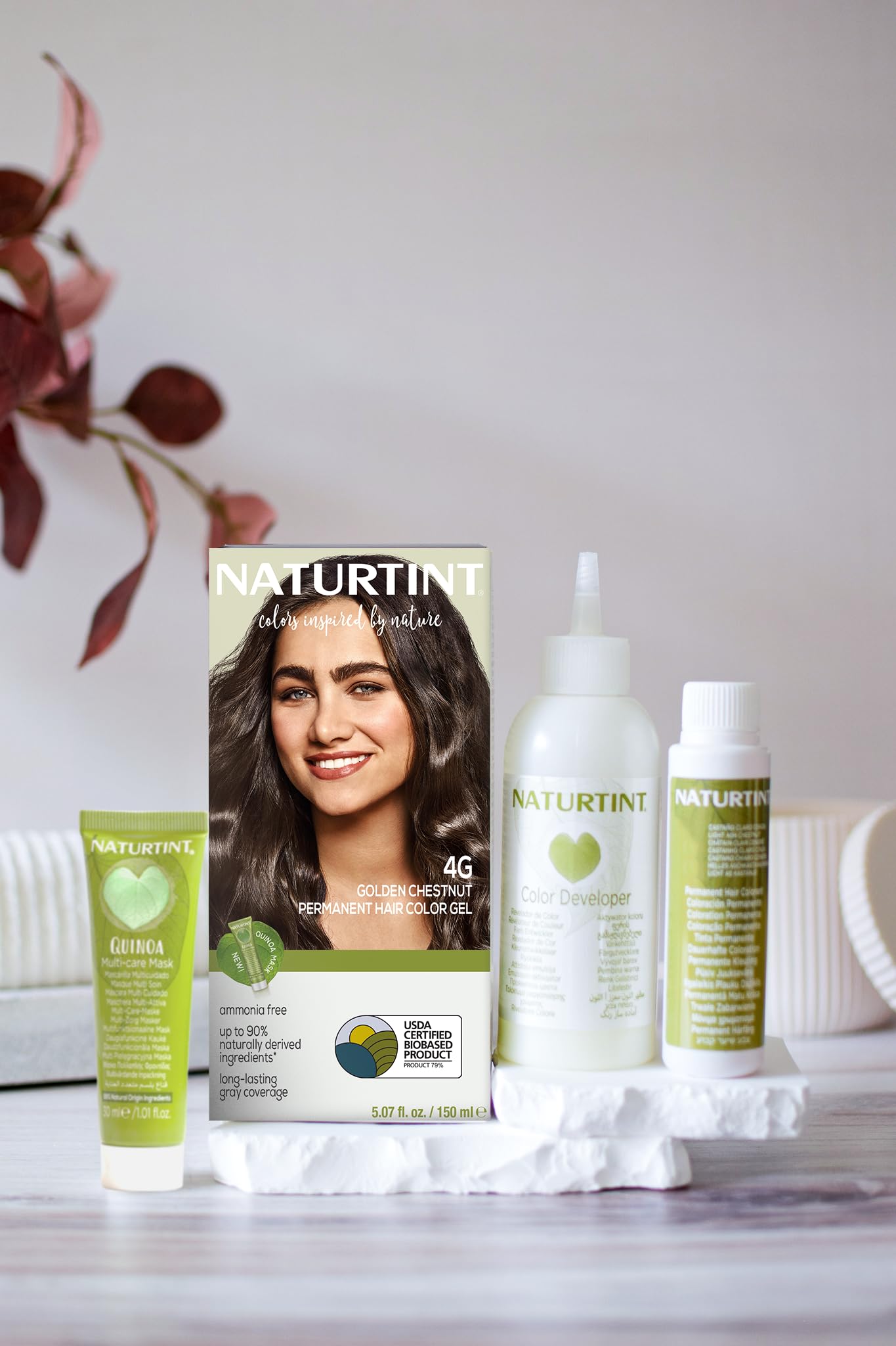 Naturtint 4G Golden Chestnut swatches display natural tone range for precise matching