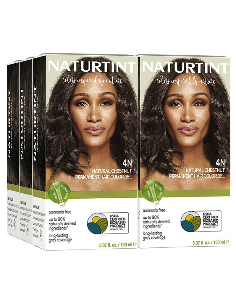 Naturtint 4N natural chestnut pack of 6 boxes for at home color convenience.